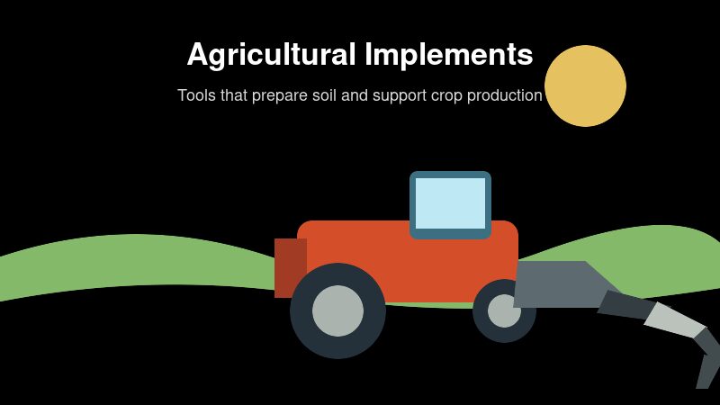 Illustration of a tractor pulling a soil tillage implement in a farm field