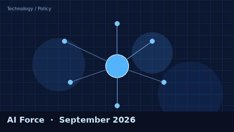 Abstract illustration of connected nodes representing an AI policy initiative
