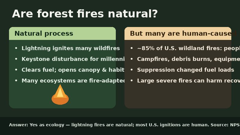 Infographic answering whether forest fires are natural
