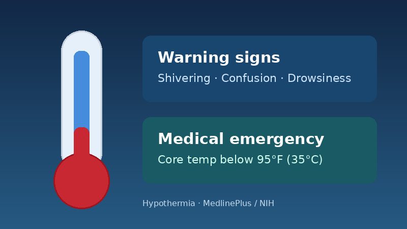 Illustration highlighting common warning signs of hypothermia