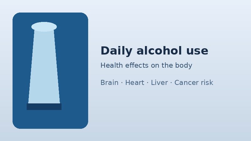 Illustration representing daily alcohol use and its effects on the body