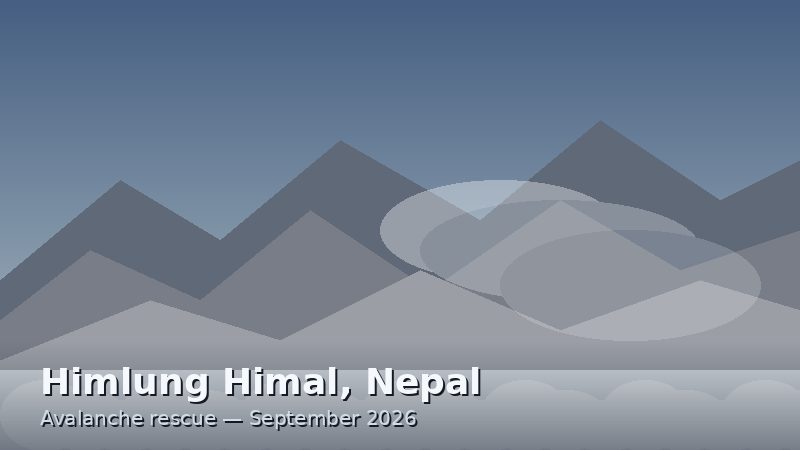 Stylized illustration of snowy Himalayan peaks representing Himlung Himal avalanche rescue in Nepal, September 2026