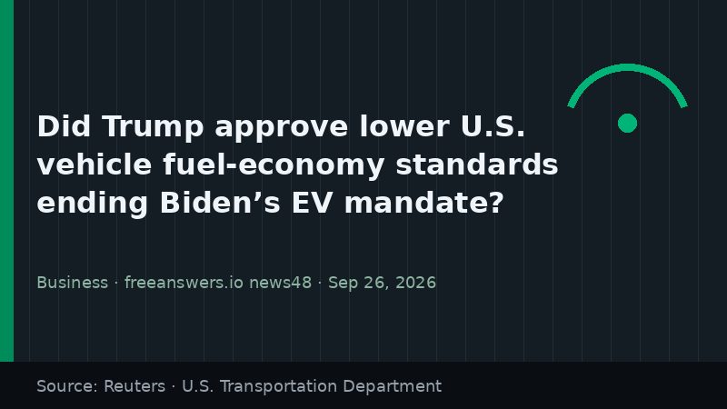 Trump fuel economy standards September 2026