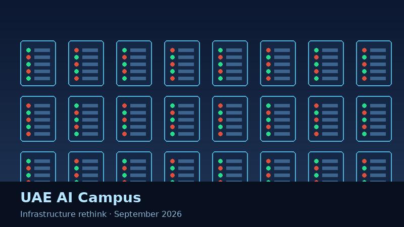 Abstract illustration of AI data center server racks