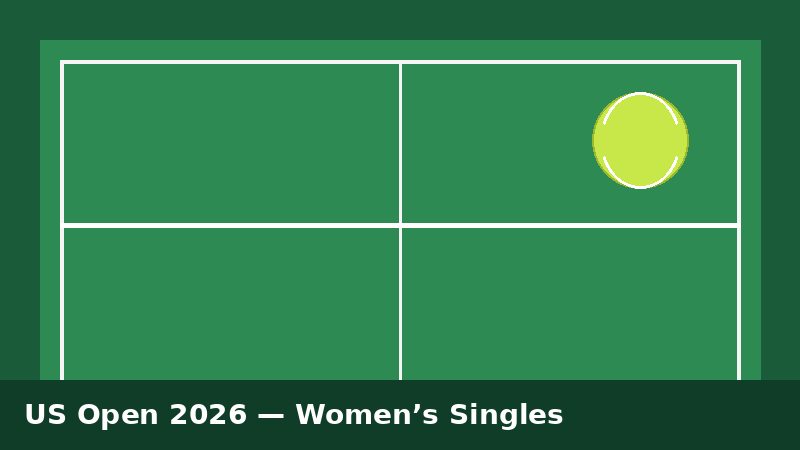 Stylized tennis court graphic for the 2026 US Open women’s singles final