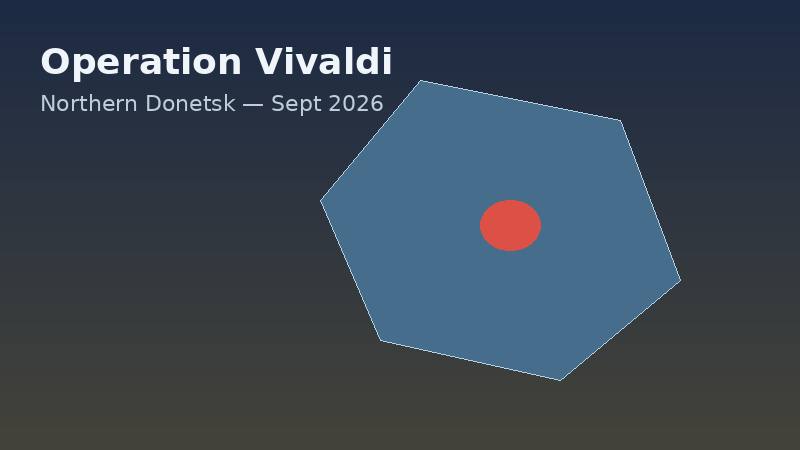 Abstract map graphic for Operation Vivaldi in northern Donetsk, September 2026