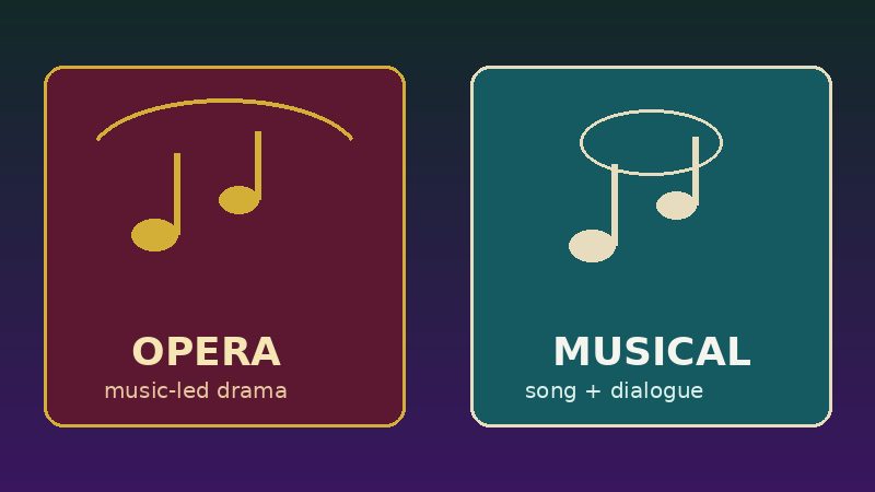 Side-by-side comparison of opera and musical theatre