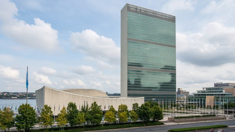 United Nations Headquarters in New York, where Zelenskyy spoke during UNGA 2026