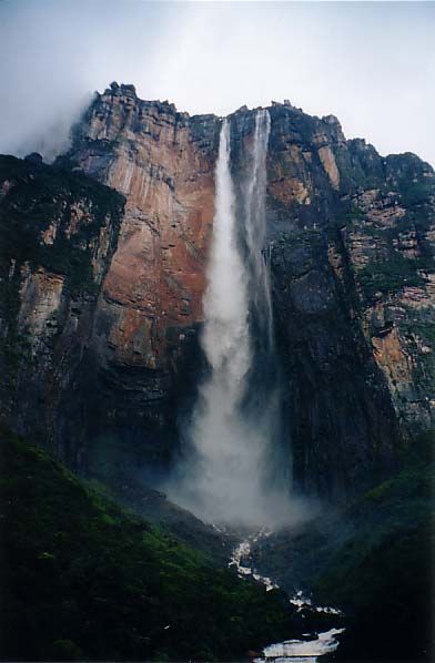 Angel Falls plunging off Auyán-tepui in Venezuela