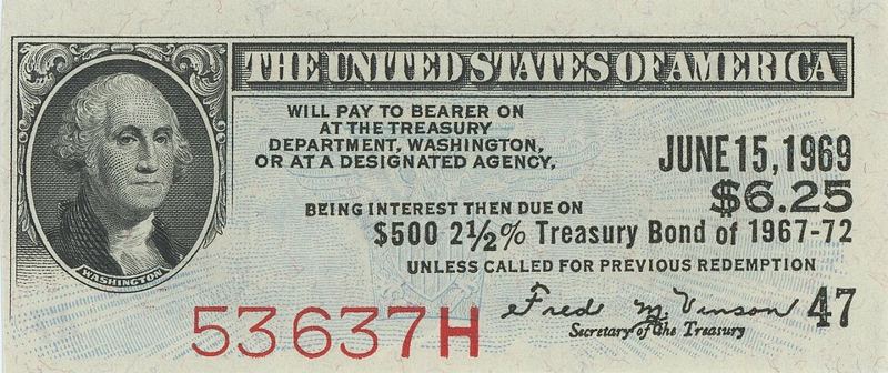 1945 2.5 percent 500 dollar U.S. Treasury bond coupon