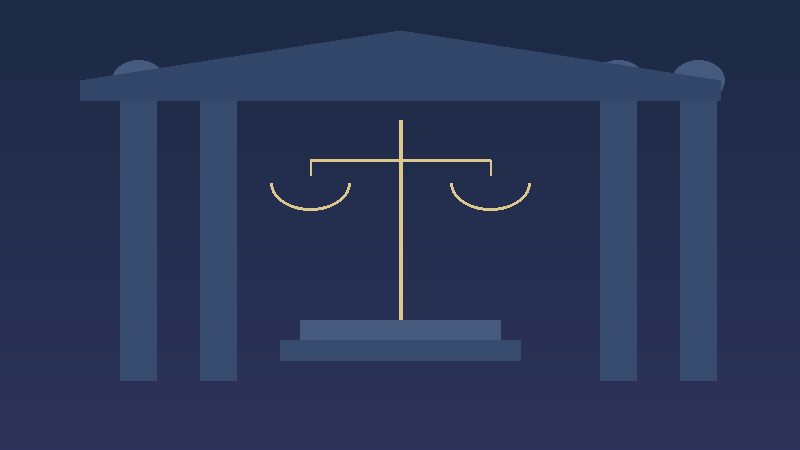 Abstract courthouse columns and scales of justice illustration related to Tennessee capital punishment news