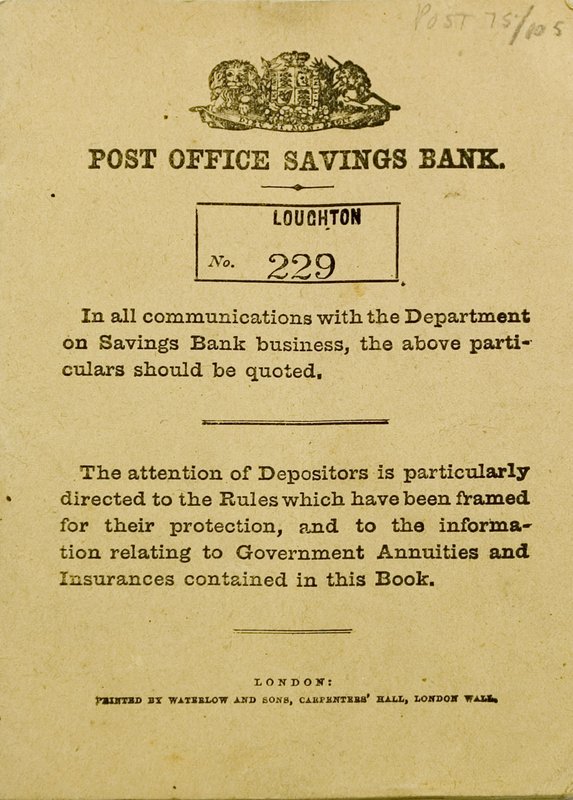 Front cover of a historic Post Office Savings Bank deposit book