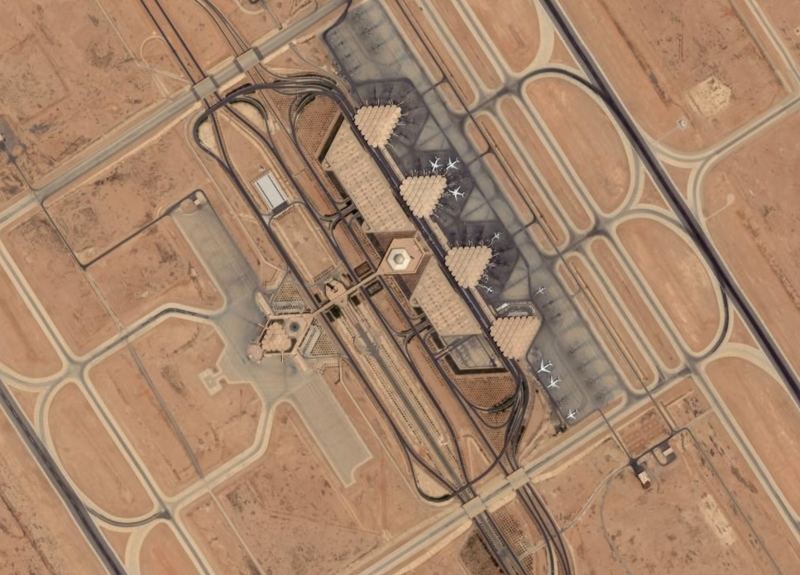 Satellite view of King Khalid International Airport in Riyadh, Saudi Arabia