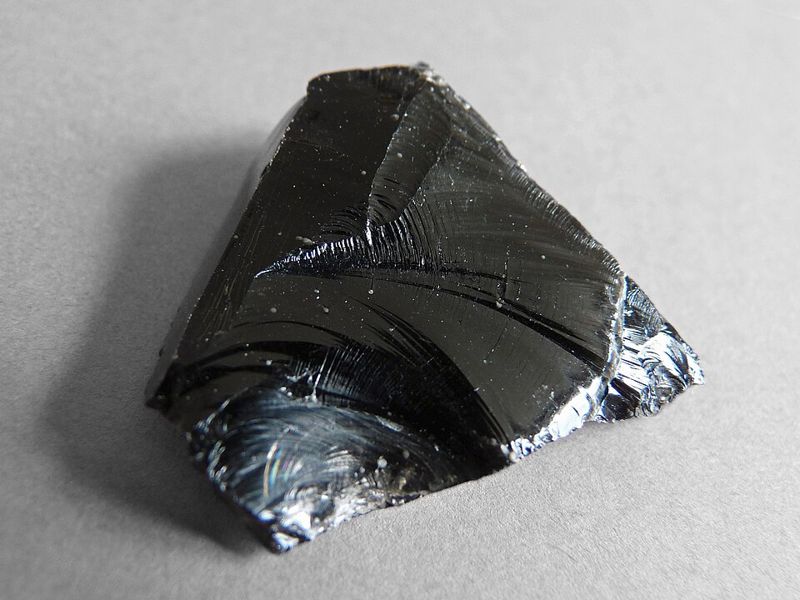 A piece of black volcanic obsidian from Lipari
