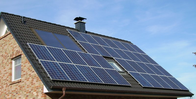 Solar panels mounted on a residential roof