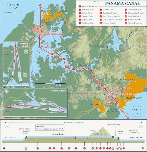 Map of the Panama Canal