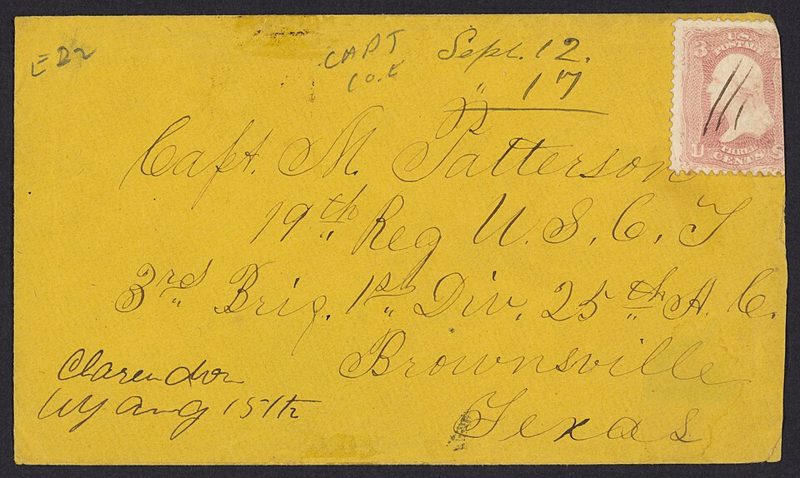 Hand-addressed envelope with the stamp in the top right corner and the address centered, an example of how to address an envelope