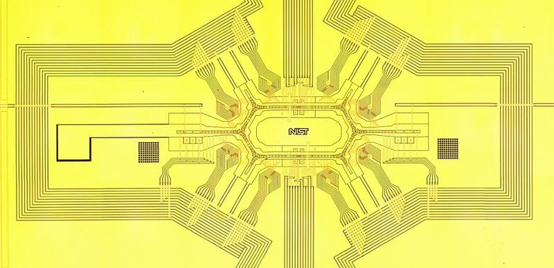 Ion trap apparatus used for trapped-ion quantum computing research