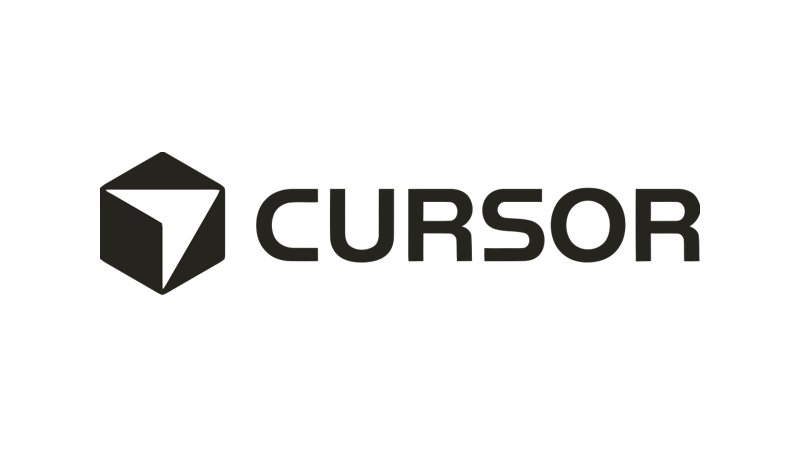 Cursor logo, a dark geometric cube icon next to the word CURSOR, the AI code editor made by Anysphere