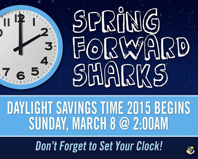 U.S. Air Force graphic of a clock reminding people to change their clocks for daylight saving time