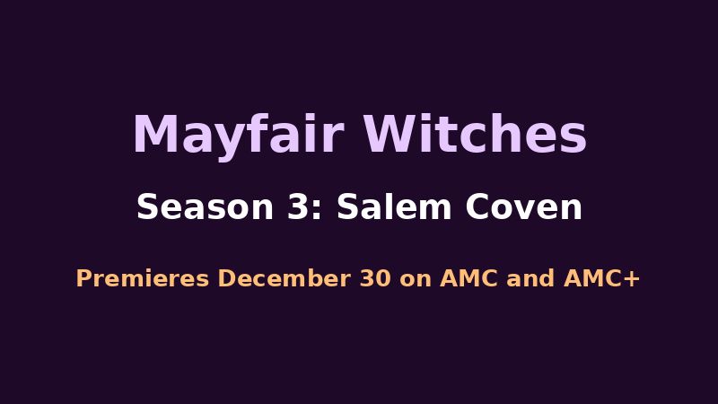 Mayfair Witches Salem Coven premiere date text graphic