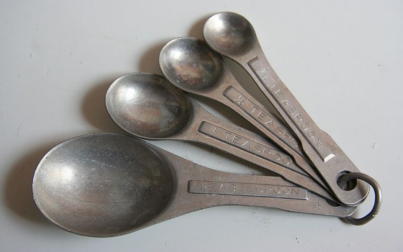 Set of four metal measuring spoons