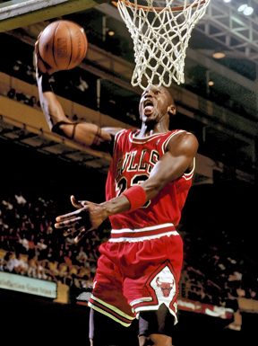 Michael Jordan playing for the Chicago Bulls