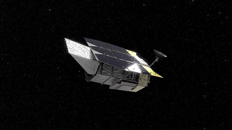 Illustration of NASA's Nancy Grace Roman Space Telescope in space with its solar panels and sunshade