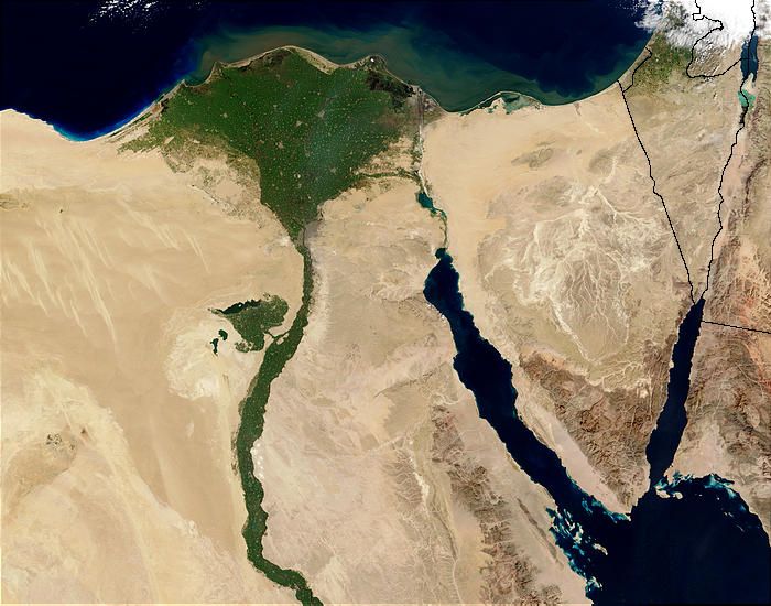 The Nile River and its delta seen from orbit