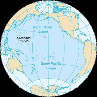 Map showing the location of the Pacific Ocean