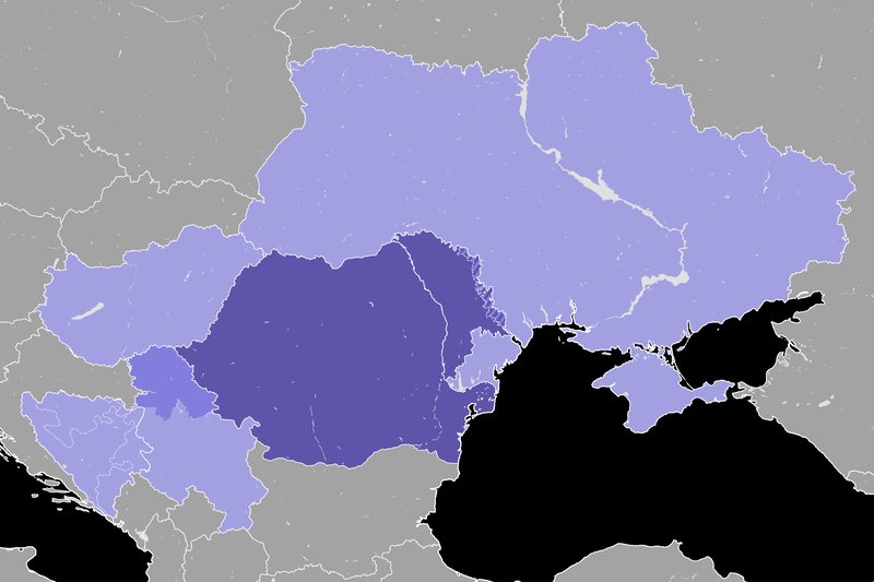 Map of Romanian-language areas in Europe