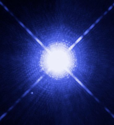 Hubble image of Sirius A with its small white dwarf companion Sirius B