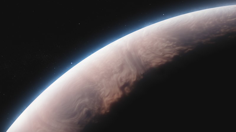 Artist's concept of the hot gas giant exoplanet WASP-17 b orbiting its star