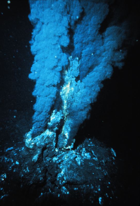 Black smoker hydrothermal vent on the Atlantic seafloor