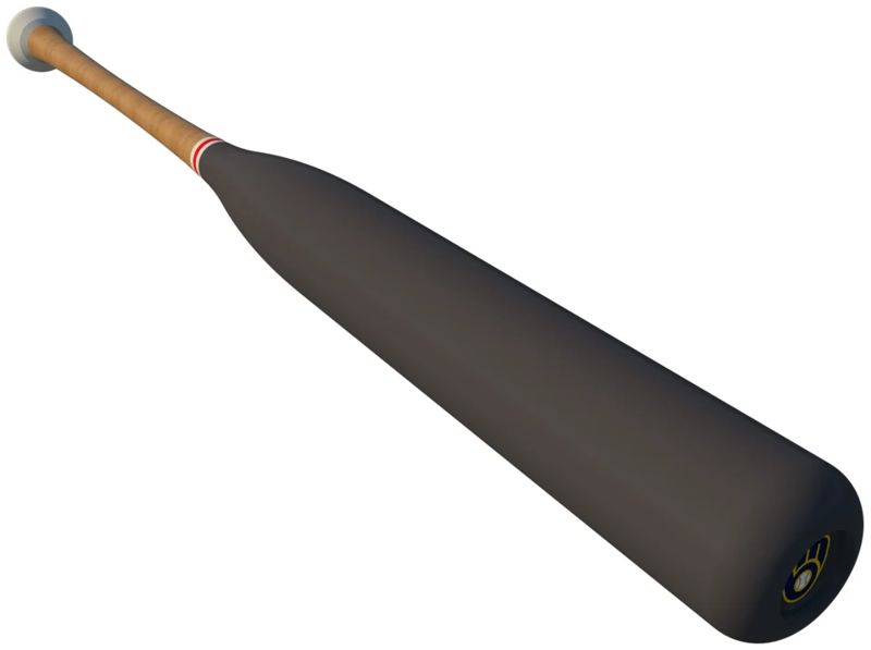 A wooden baseball bat with a dark-stained barrel and a natural wood handle