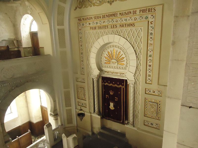 Ornate Torah ark inside the synagogue of Thann, France