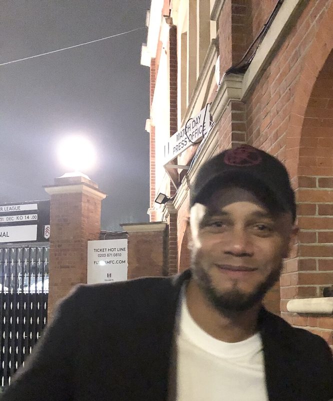 Vincent Kompany, now head coach of Bayern Munich, outside a football stadium in December 2023