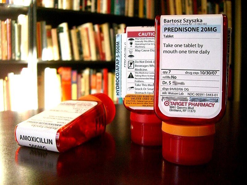 ClearRx prescription bottles lined up on a shelf