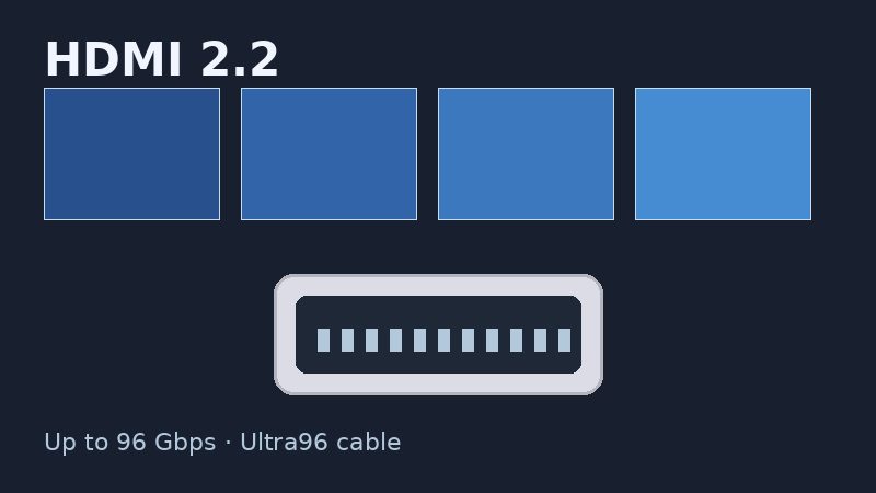 Stylized illustration of an HDMI connector representing HDMI 2.2