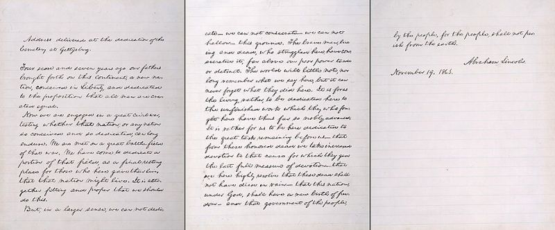 Handwritten manuscript of Abraham Lincoln's Gettysburg Address, the Bliss copy