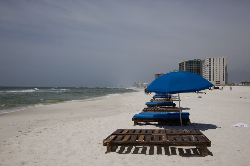 White sand beach on the Gulf Coast in Orange Beach, Alabama