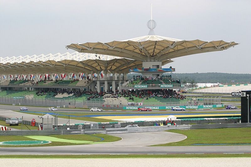 Main grandstand and track at Sepang International Circuit in Malaysia