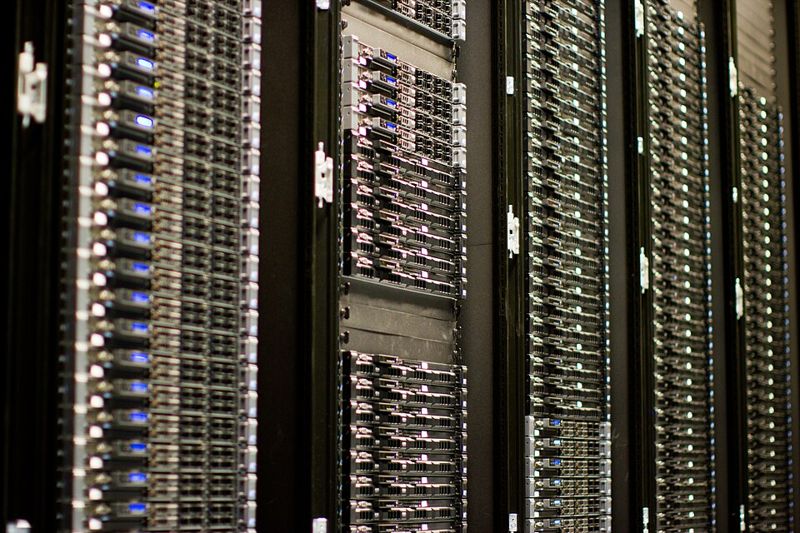 Rows of web servers in a data center